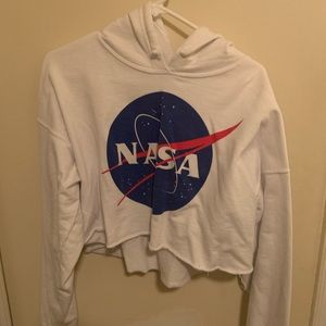 NASA White Cropped Hoodie